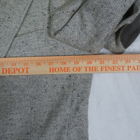 Vintage Tweed Blazer 40R-42R Gray Herringbone Elbow Patch Union Made Academia - Picture 15 of 16